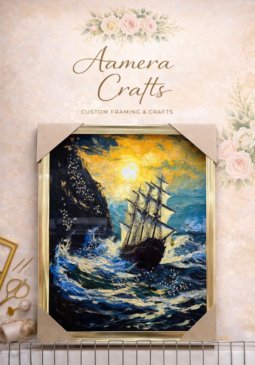 Royal Nautical Sailing Ship – Handcrafted Luxury Framed Canvas Art - Image 1