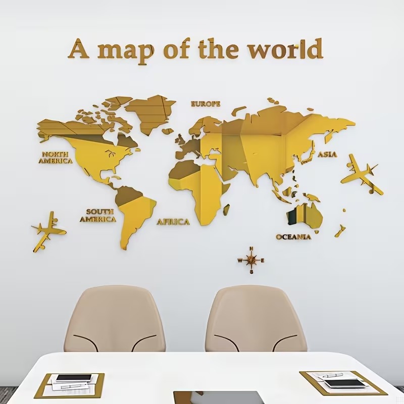 Luxury World Map Metal Wall Art – Modern Travel Inspired Home Décor - Image 3