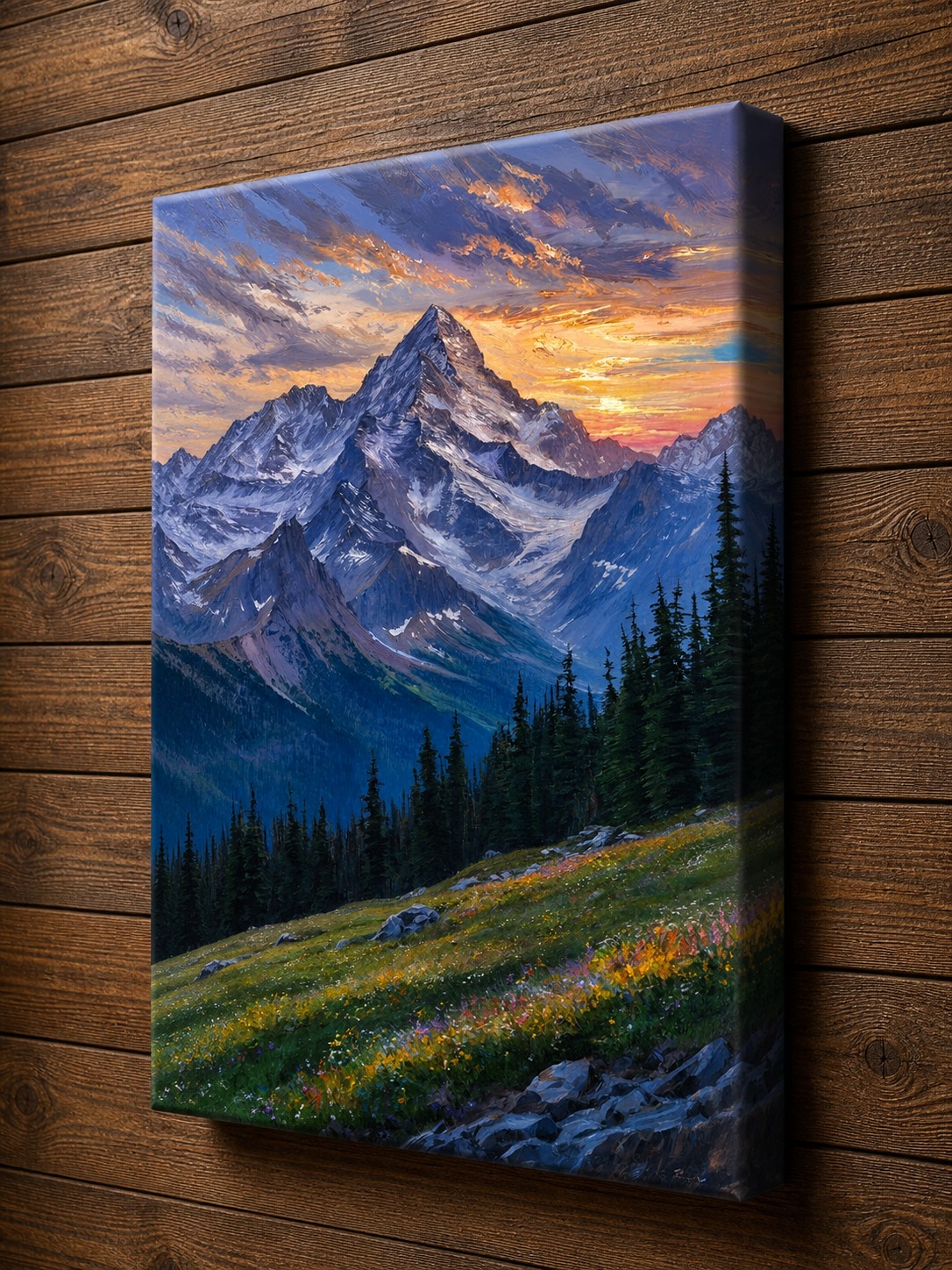 Premium Floating Frame Canvas Painting – Luxury Mountain Landscape Wall Art in Dubai | Aamera Crafts - Image 3